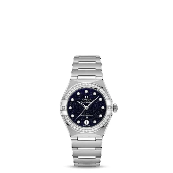 Omega Watches: Designed for the Luxury Watch Enthusiast –Omega Constellation 29mm Watch - Ref: 131.15.29.20.53.001 - Blue Diamond Index Dial & Diamond Bezel, Stainless Steel Bracelet