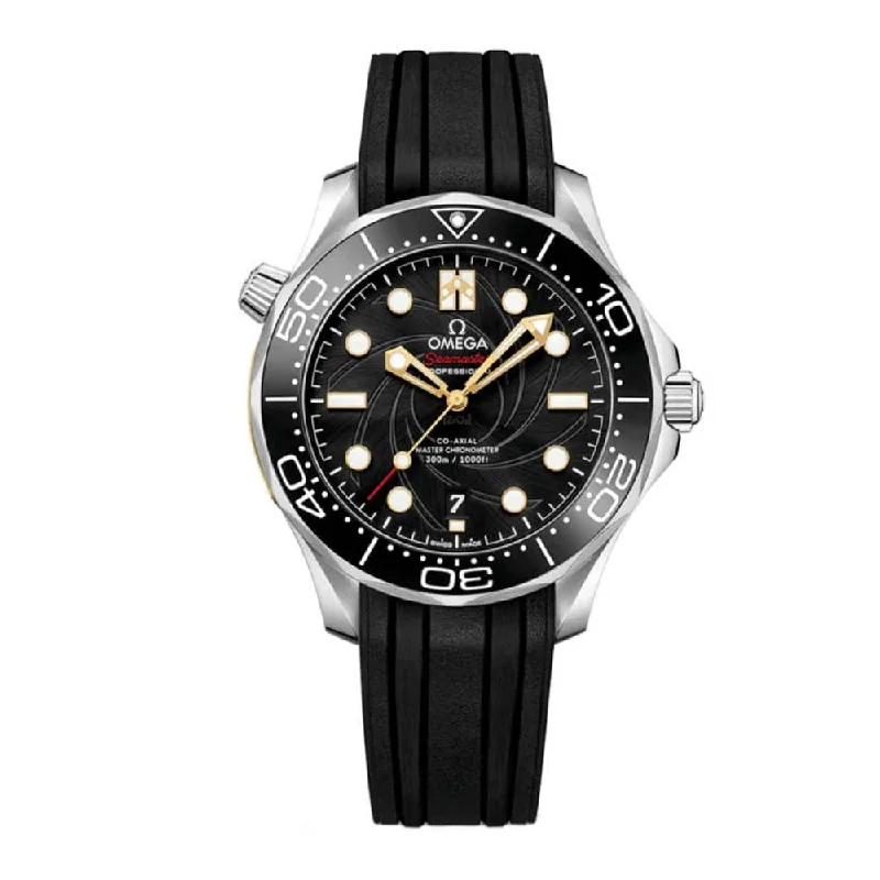 Find Rare Omega Watches for Sale –Omega Seamaster James Bond 42mm Watch - Ref: 210.22.42.20.01.004 - Black Index Dial, Black Rubber Strap