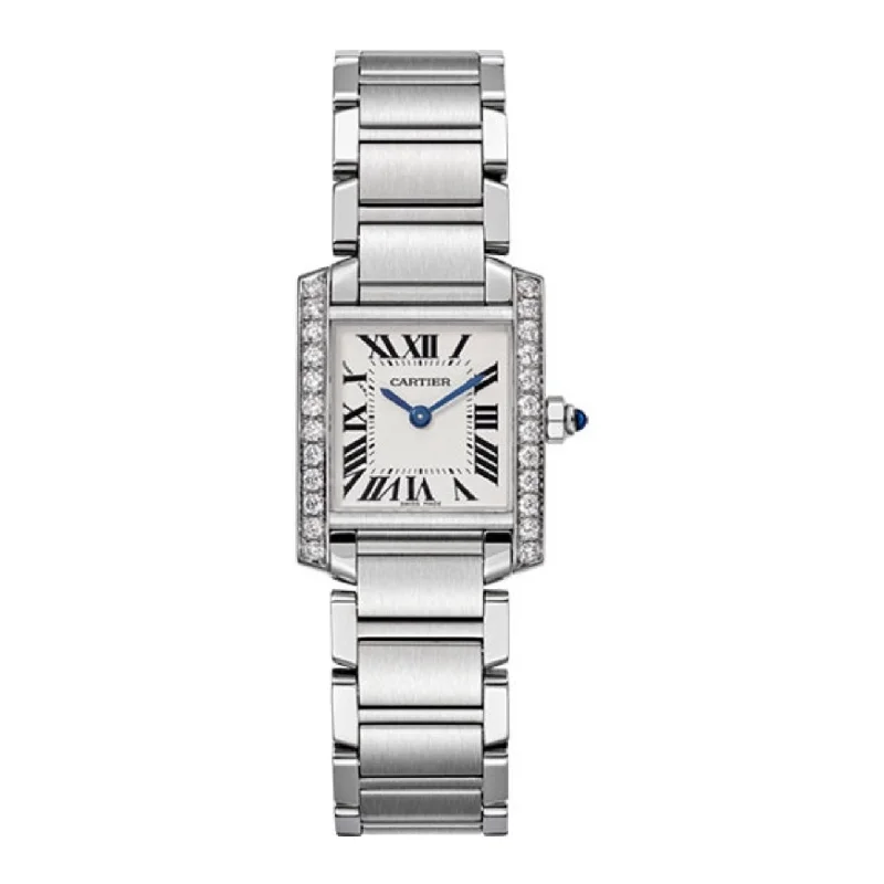 Cartier Watches: Iconic Designs for Timeless Style –Cartier Tank Francaise 25.20mm | Stainless Steel Bracelet | silver Dial Stainless Steel Diamond Bezel | Ladies Watch ref. W4TA0008