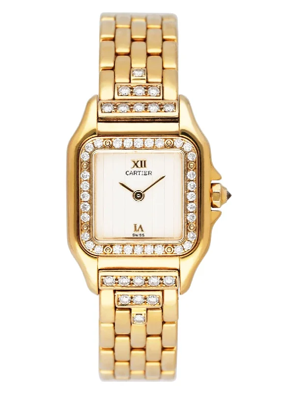 Shop Cartier Watches for Timeless Elegance –Cartier Panthere WF3159HP Diamond Cream Dial Yellow Gold Watch