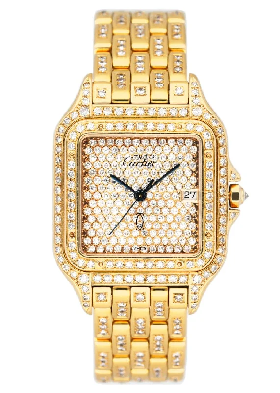 Cartier Watches: Built for the Elite Collector –Cartier Panthere Large W25014B9 Pave Diamond Dial Mens Watch