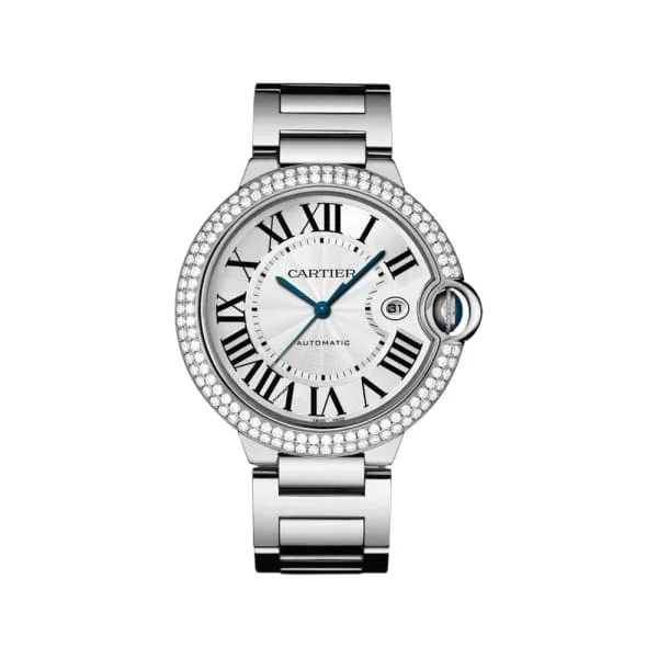 Shop Cartier Watches for the Modern Gentleman –Cartier Ballon Bleu de Cartier 42mm Watch - Ref: WE9009Z3 - Silver Roman Dial & Diamond Bezel, 18K White Gold Bracelet