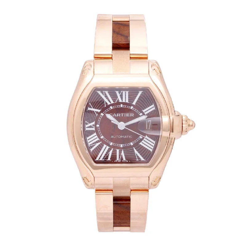 Shop Cartier Watches for Rare Collections –Cartier Roadster 48mm Watch - Ref: W6206001 - Brown Roman Dial, 18K Rose Gold Bracelet