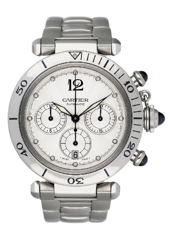 Shop for the Best Cartier Watches Today –Cartier Pasha W3103055 Silver Dial Chronograph Mens Watch