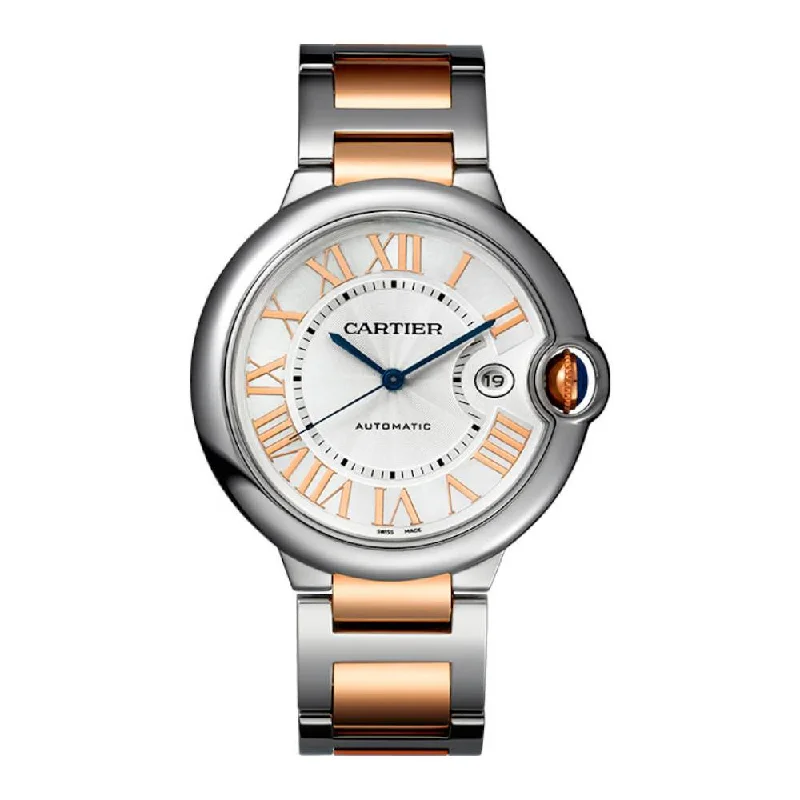 Shop Cartier Watches for Luxury Timekeeping –Cartier Ballon Bleu de Cartier 42mm Watch - Ref: W6920095 - Silver Roman Dial, Two Tone Stainless Steel & 18K Yellow Gold Bracelet