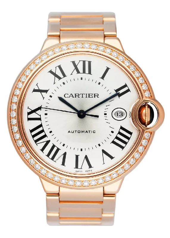 Discover Your Ideal Cartier Watch Today –Cartier Ballon Bleu WJBB0038 Diamond 18K Rose Gold Mens Watch Box Papers