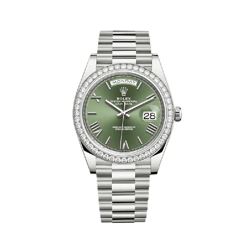 Rolex Watches: Perfect for Every Style –Rolex Day-Date 228349RBR White Gold Diamond Bezel Olive Green Dial