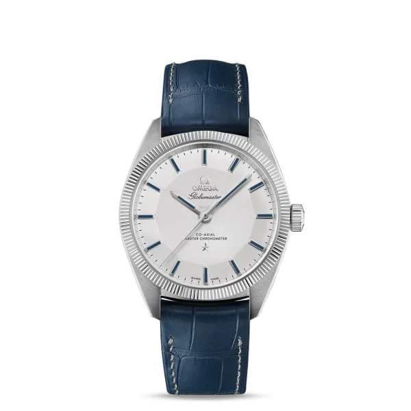 Find the Perfect Omega Watch –Omega Constellation 39mm Watch - Ref: 130.93.39.21.99.001 - Grey Index Dial & 950 Platinum Fluted Bezel, Blue Leather Strap