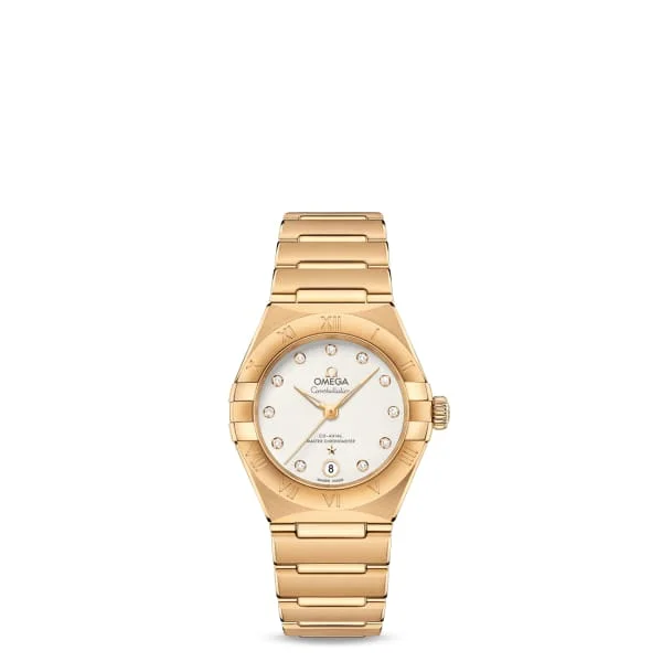 Shop Omega Watches for Legendary Style –Omega Constellation 29mm Watch - Ref: 131.50.29.20.52.002 - Silver Diamond Index Dial, 18K Yellow Gold Bracelet