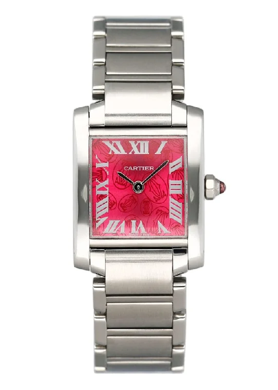 Shop Cartier Watches for Luxury Timekeeping –Cartier Tank Francaise W51030Q3 Raspberry Dial Steel Ladies Watch