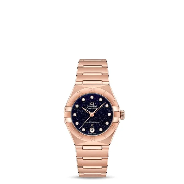 Explore the World of Omega Watchmaking –Omega Constellation 29mm Watch - Ref: 131.50.29.20.53.003 - Blue Diamond Index Dial, 18K Rose Gold Bracelet