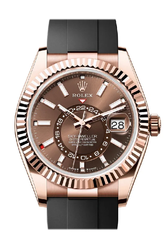 Iconic Rolex Watches for Every Collector –Rolex Sky Dweller 42 Chocolate Dial Rose Gold Mens Watch 336235