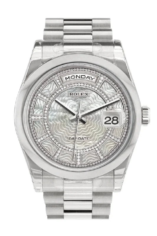 Explore Rolex Watches for Iconic Design –Rolex Day Date 36 Carousel of white mother of pearl Dial President Men's Watch 118206