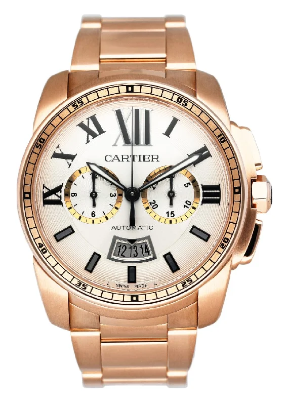 Classic Cartier Watches for Every Wrist –Cartier Calibre W7100047 Chronograph 18K Rose Gold Mens Watch