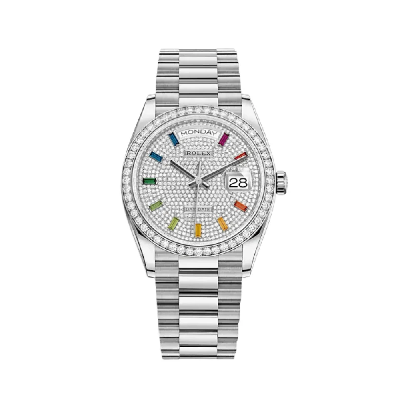 Rolex Watches for Investment and Style –Rolex Day-Date 128349RBR White Gold Diamond Bezel Diamond-Paved Dial