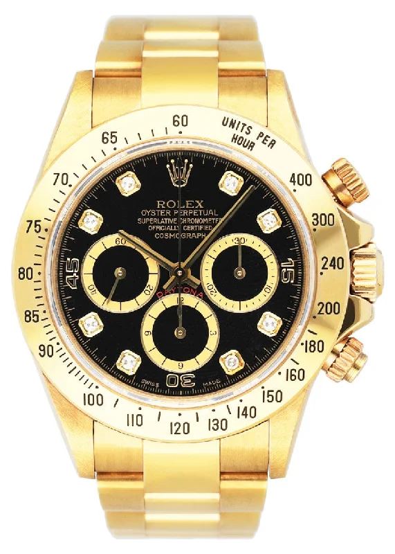 Timeless Rolex Timepieces Available Now –Rolex Daytona 16528 Zenith Black Diamond Dial Mens Watch Box Papers