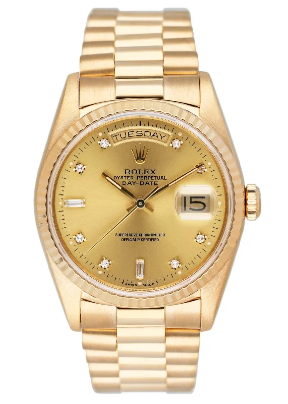 Timeless Rolex Watches for Every Style –Rolex Day Date 18238 Diamond Dial Mens Watch Box Papers