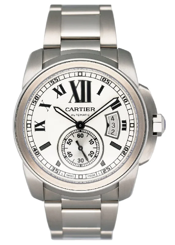 Shop Cartier Watches for Lasting Value and Quality –Cartier Calibre W7100015 Silver Dial Steel Mens Watch Box Papers