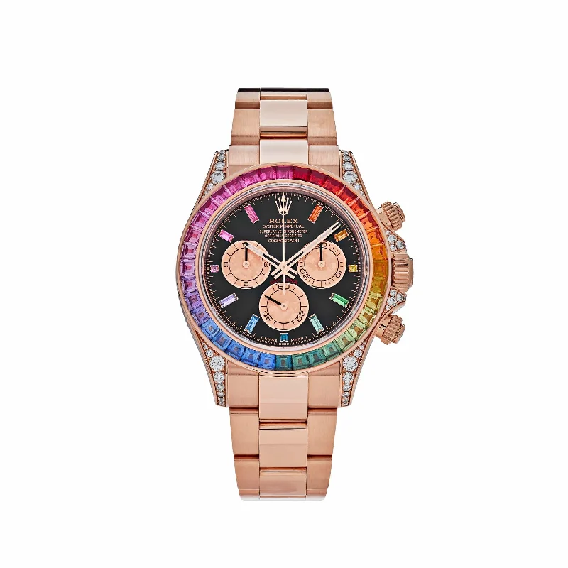 Explore Rolex Watches for the Ultimate Timepiece Experience –Rolex Daytona 116595RBOW 'Rainbow' Rose Gold Black Dial Sapphire Bezel