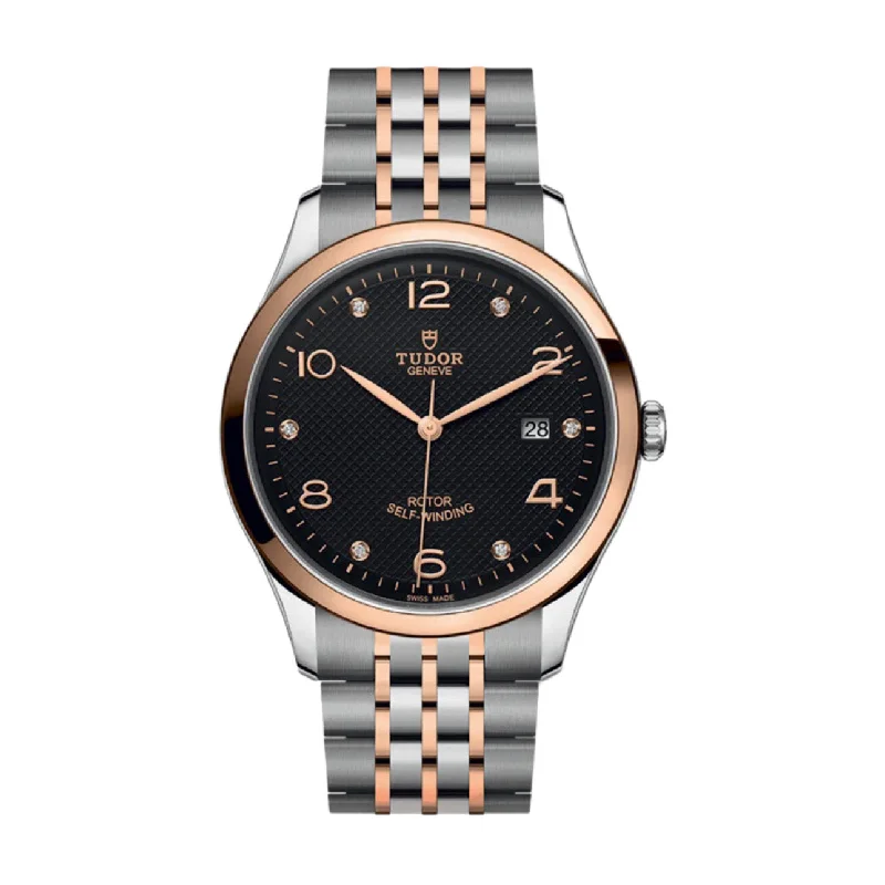 Shop Tudor Watches for Exclusive Models –Tudor 1926 41mm | Rose gold and Stainless Steel bracelet | Black Diamond-set dial | Men's Watch M91651-0004