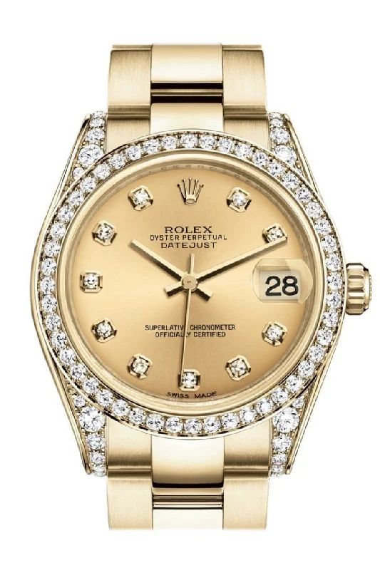 Rolex Watches: Invest in Timeless Luxury –Rolex Datejust 31 Champagne Diamond Dial Diamond Bezel Lug 18K Yellow Gold Ladies Watch 178158 Pre-owned