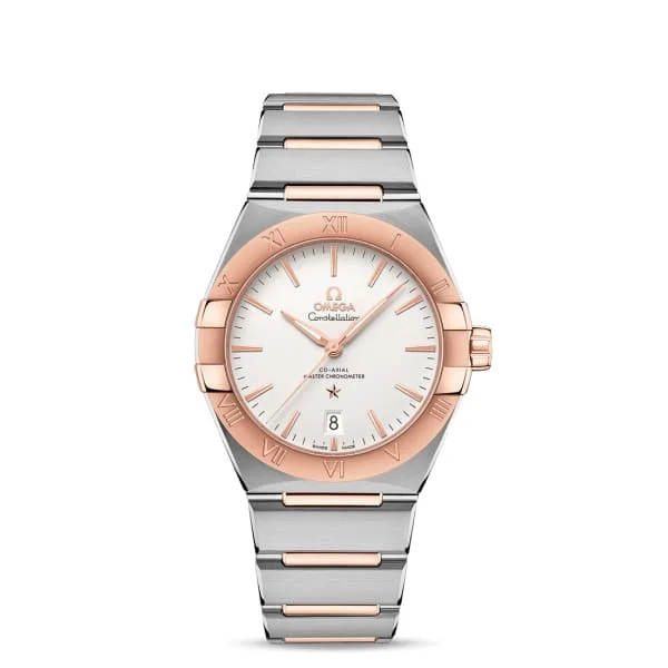 Find Omega Watches for Every Collector –Omega Constellation 39mm Watch - Ref: 131.20.39.20.02.001 - Silver Index Dial & 18K Rose Gold Bezel, Two Tone Stainless Steel & 18K Rose Gold Bracelet