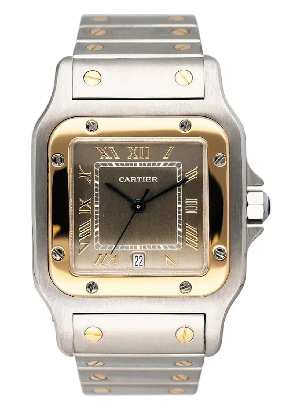 Shop Cartier Watches with Legendary Craftsmanship –Cartier Santos Galbee W20030C4 Gray Dial Two Tone Watch