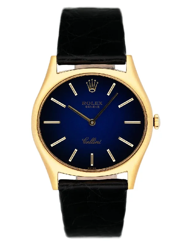 Rolex Watches: A True Luxury Investment –Rolex Cellini 3806 Blue Vignette Dial 18K Yellow Gold Mens Watch