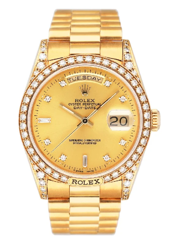 Explore Rolex’s Legendary Timepieces –Rolex Day Date 18388 Diamond Dial 18K Yellow Gold Mens Watch