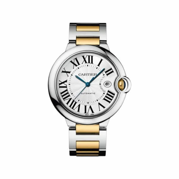 Explore the World of Cartier Watches –Cartier Ballon Bleu de Cartier 42mm Watch - Ref: W69009Z3 - Silver Roman Dial, Two Tone Stainless Steel & 18K Yellow Gold Bracelet