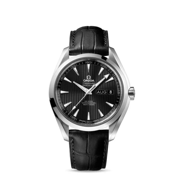 Shop Omega Watches for Legendary Style –Omega Seamaster 43mm Watch - Ref: 231.13.43.22.01.002 - Black Index Dial, Black Leather Strap