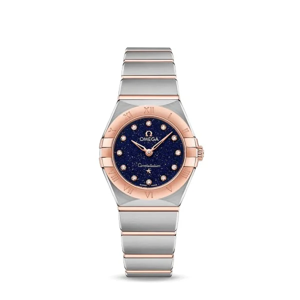 Discover Omega Watches with Swiss Engineering –Omega Constellation 25mm Watch - Ref: 131.20.25.60.53.002 - Blue Diamond Index Dial & 18K Rose Gold Bezel, Two Tone Stainless Steel & 18K Rose Gold Bracelet