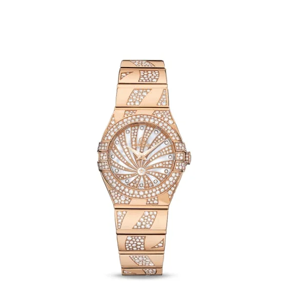 Omega Watches: Crafted for Ultimate Luxury –Omega Constellation 24mm Watch - Ref: 123.55.24.60.55.011 - White Mother of Pearl Diamond Index Dial, 18K Rose Gold Diamond Bracelet