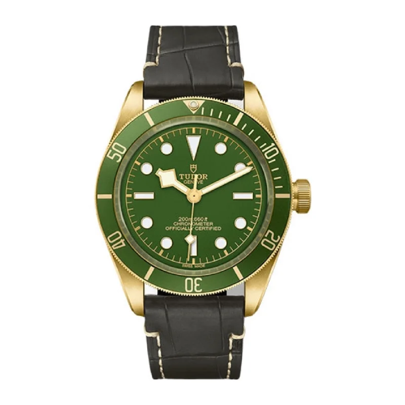 Tudor Watches: Designed for the Elite Collector –Tudor Black Bay Fifty-Eight 39mm | black Leather Strap | green domed Dial | yellow gold case Men's Watch ref. M79018V-0001