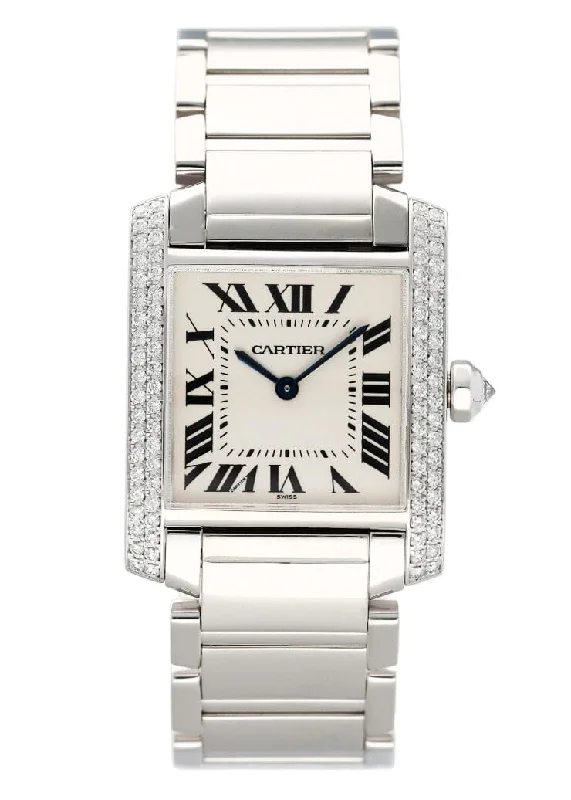 Shop Cartier Watches for Unique Elegance –Cartier Tank Francaise WE1009S3 Rhodiumized 18K White Gold Watch