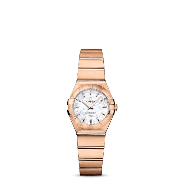 Shop Omega Watches for Unmatched Quality –Omega Constellation 24mm Watch - Ref: 123.50.24.60.05.001 - White Mother of Pearl Index Dial, 18K Rose Gold Bracelet