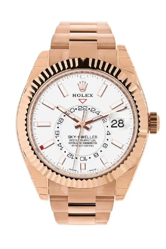 Shop Luxury Rolex Watches –Rolex Sky Dweller White Dial 18kt Everose Gold Men's Watch 326935