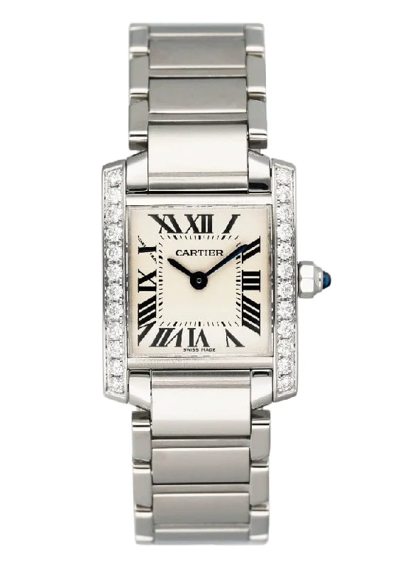 Shop Cartier Watches for Unbeatable Elegance –Cartier Tank Francaise W4TA0008 Diamond Stainless Steel Ladies Watch Box Papers