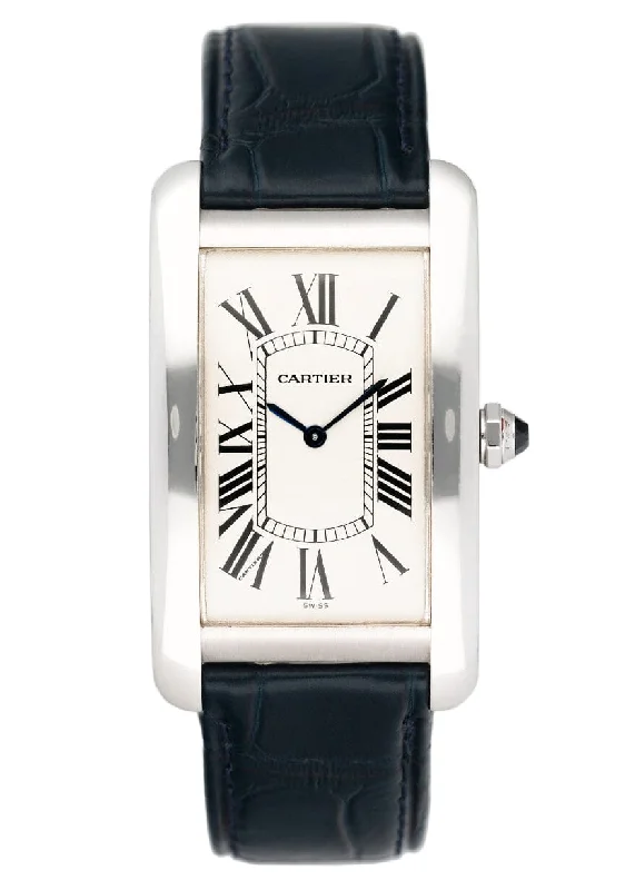 Cartier Watches: Built for the Modern Luxury Collector –Cartier Tank Americaine Large W2601356 Rhodiumized 18K White Gold Mens Watch