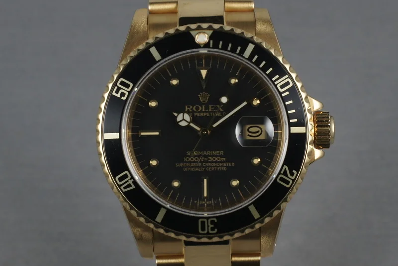 Shop Rolex Watches for Iconic Designs –Submariner 18K  16808 Black Nipple Dial with Box and Papers