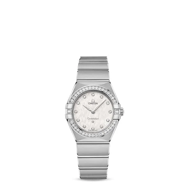 Discover the Timeless Charm of Omega Watches –Omega Constellation 28mm Watch - Ref: 131.15.28.60.52.001 - Silver Diamond Index Dial & Diamond Bezel, Stainless Steel Bracelet