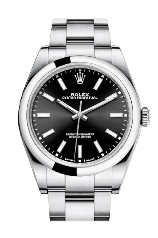 Discover Classic Rolex Timepieces Now –ROLEX OYSTER PERPETUAL 39 Black Dial Men's Watch 114300