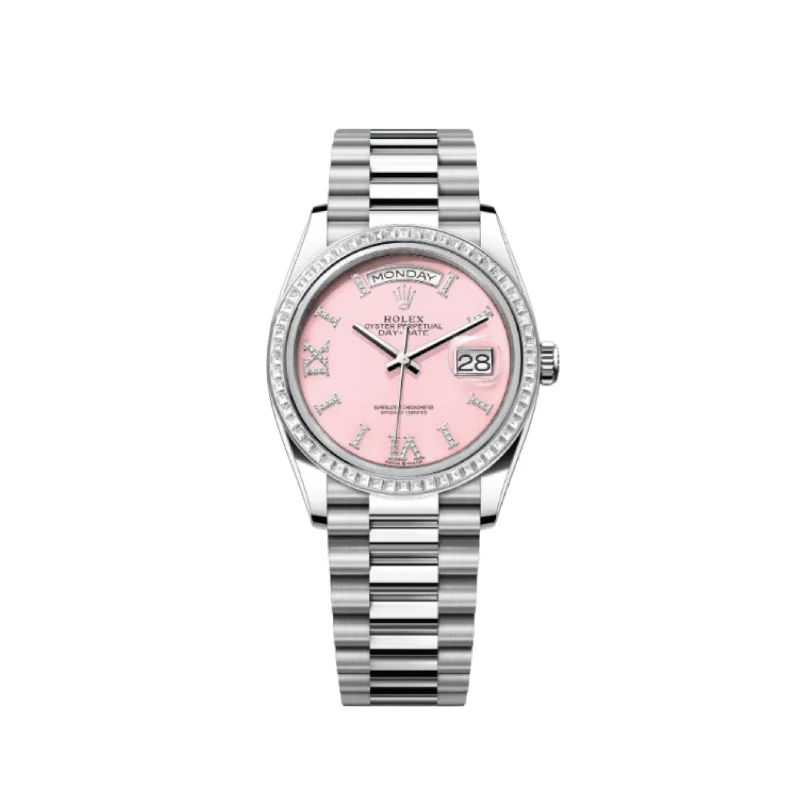 Timeless Rolex Watches for the Modern Collector –Rolex Day-Date 128396TBR Platinum Pink Opal Diamond Dial and Bezel (2023)