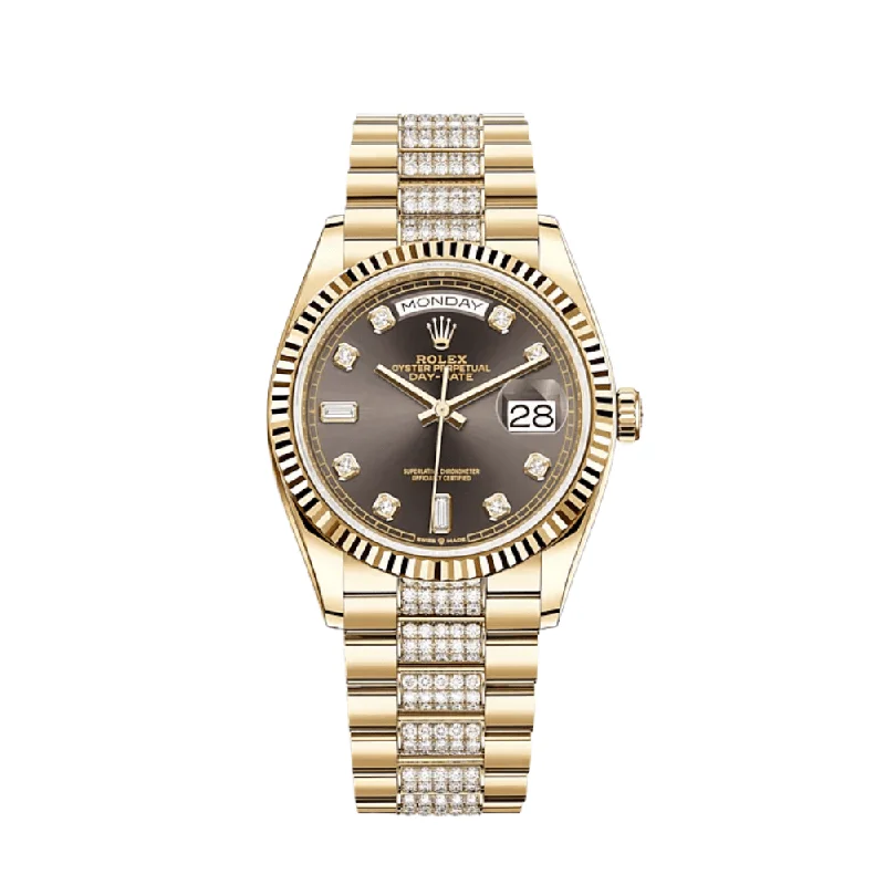 Shop Rolex Watches with Timeless Appeal –Rolex Day-Date 128238 Yellow Gold Grey Diamond Dial