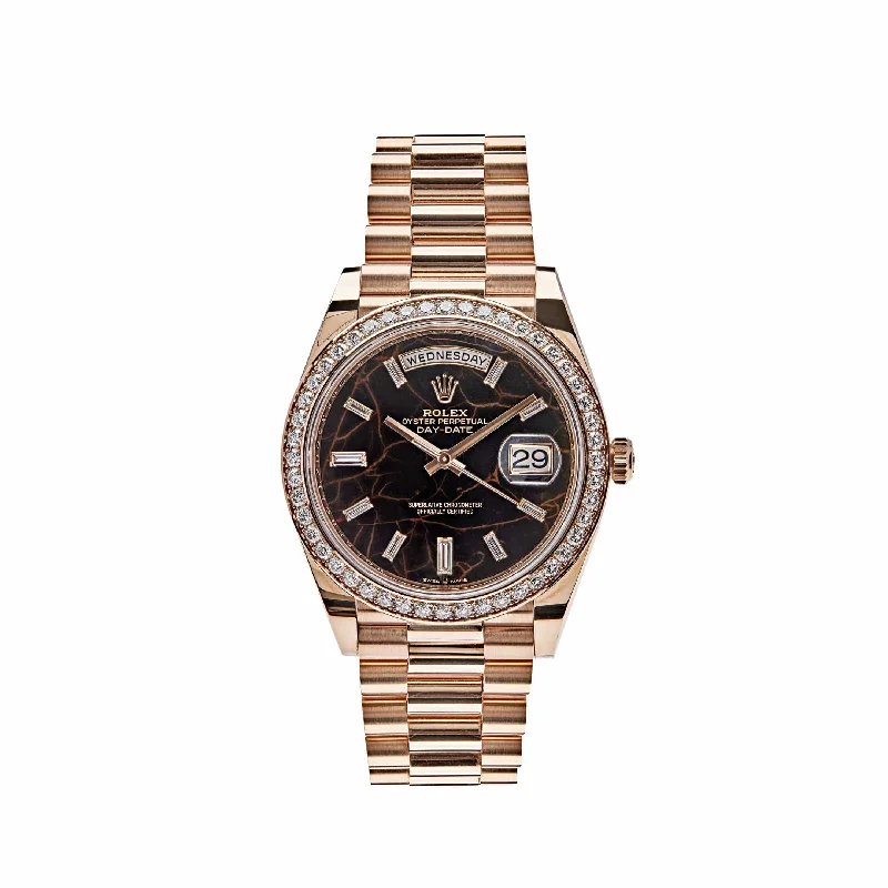 Rolex Watches: Crafted for the Discerning Few –Rolex Day-Date 228345RBR Rose Gold Eisenkiesel Dial Diamond Bezel (2023)