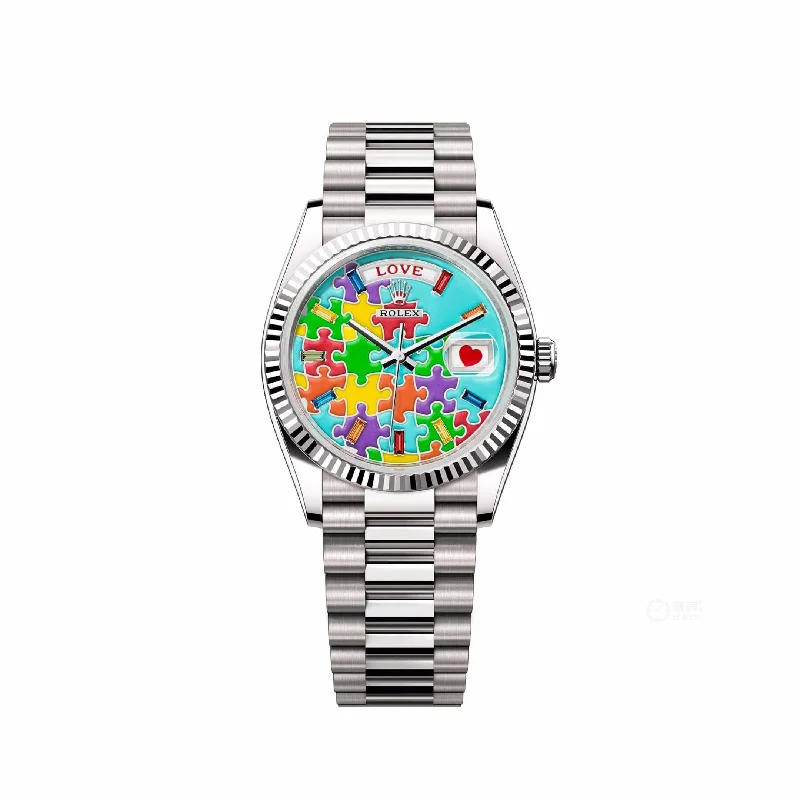 Discover Rolex Watches for Timeless Performance –Rolex Day-Date 128239 'Emoji Puzzle' White Gold