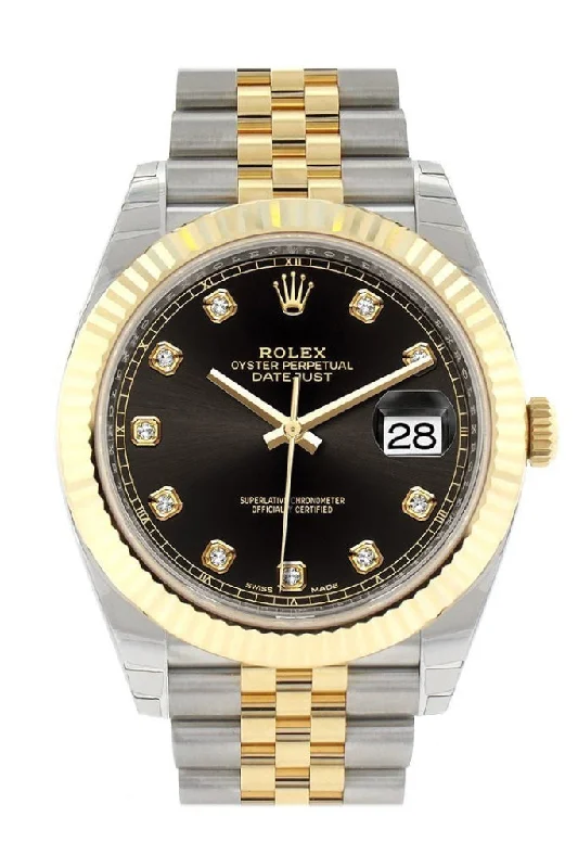 Rolex Watches: Luxury and Precision Combined –Rolex Datejust 41 Black Diamond Dial Fluted Bezel 18k Yellow Gold Jubilee Mens Watch 126333