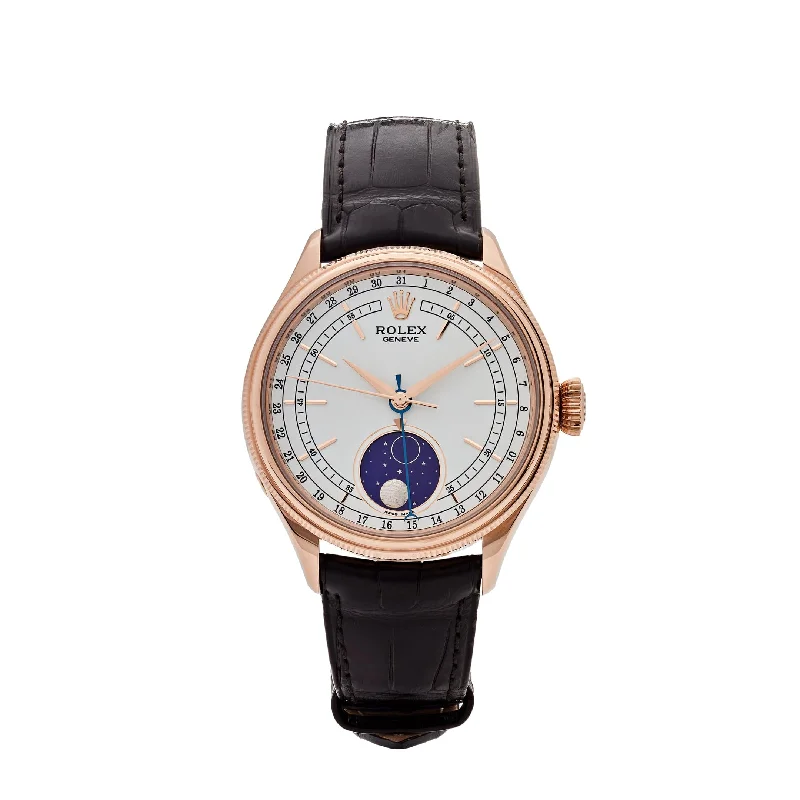 Find Rolex Watches That Fit Your Style –Rolex Cellini 50535 Rose Gold White Dial Moon Phase