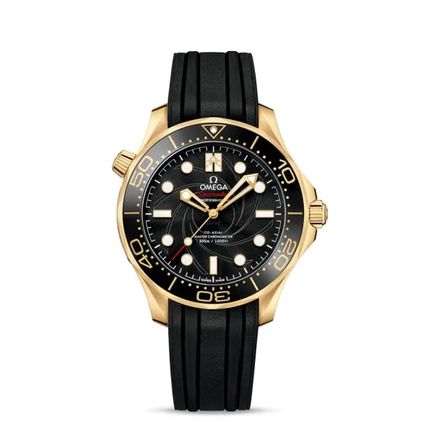 Find Omega Watches with Classic Appeal –Omega Seamaster 42mm Watch - Ref: 210.62.42.20.01.001 - Black Index Dial in 18K Yellow Gold Case, Black Rubber Strap