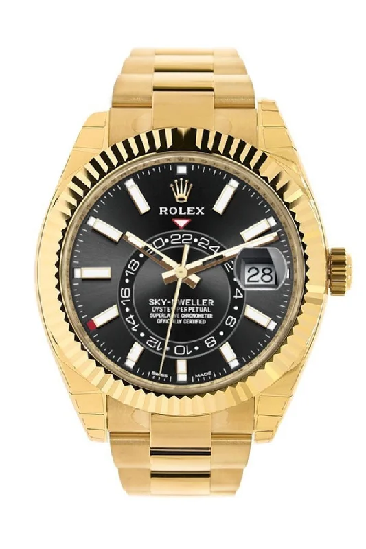 Rolex Watches with Precision Engineering –Rolex Sky Dweller Black Dial Yellow Gold Oyster Men's Watch 326938